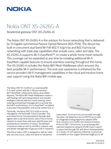 with seamless, high-performance Wi-Fi 6 and eliminate dead zones and buffering. . Nokia ont datasheet